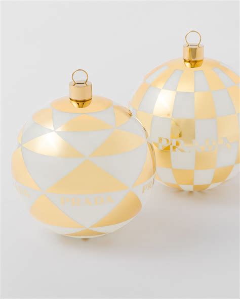 prada kerstbal|White/platinum Glass Christmas Ornament Set .